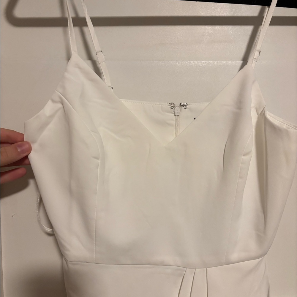 Elegant White Spaghetti Strap Dress - Picture 2 of 5